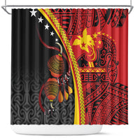 Papua New Guinea Independence Shower Curtain PNG Bagi and Lime Pot LT7 Black - Polynesian Pride