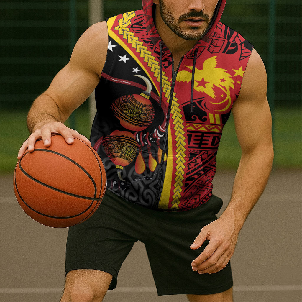 Papua New Guinea Independence Personalised Sleeveless Zip Hoodie PNG Bagi and Lime Pot LT7 - Polynesian Pride
