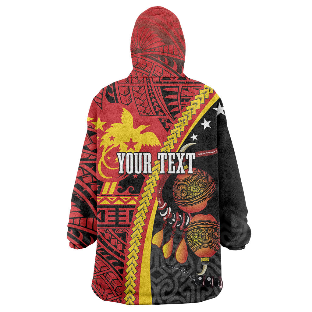 Papua New Guinea Independence Personalised Wearable Blanket Hoodie PNG Bagi and Lime Pot LT7 - Polynesian Pride