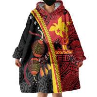 Papua New Guinea Independence Personalised Wearable Blanket Hoodie PNG Bagi and Lime Pot LT7 - Polynesian Pride