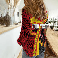 Papua New Guinea Independence Personalised Women Casual Shirt PNG Bagi and Lime Pot LT7 - Polynesian Pride