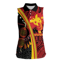 Papua New Guinea Independence Personalised Women Sleeveless Polo Shirt PNG Bagi and Lime Pot LT7 Female Black - Polynesian Pride