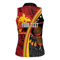 Papua New Guinea Independence Personalised Women Sleeveless Polo Shirt PNG Bagi and Lime Pot LT7 - Polynesian Pride