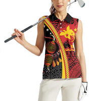 Papua New Guinea Independence Personalised Women Sleeveless Polo Shirt PNG Bagi and Lime Pot LT7 - Polynesian Pride