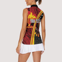 Papua New Guinea Independence Personalised Women Sleeveless Polo Shirt PNG Bagi and Lime Pot LT7 - Polynesian Pride