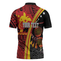 Papua New Guinea Independence Personalised Zipper Polo Shirt PNG Bagi and Lime Pot LT7 - Polynesian Pride