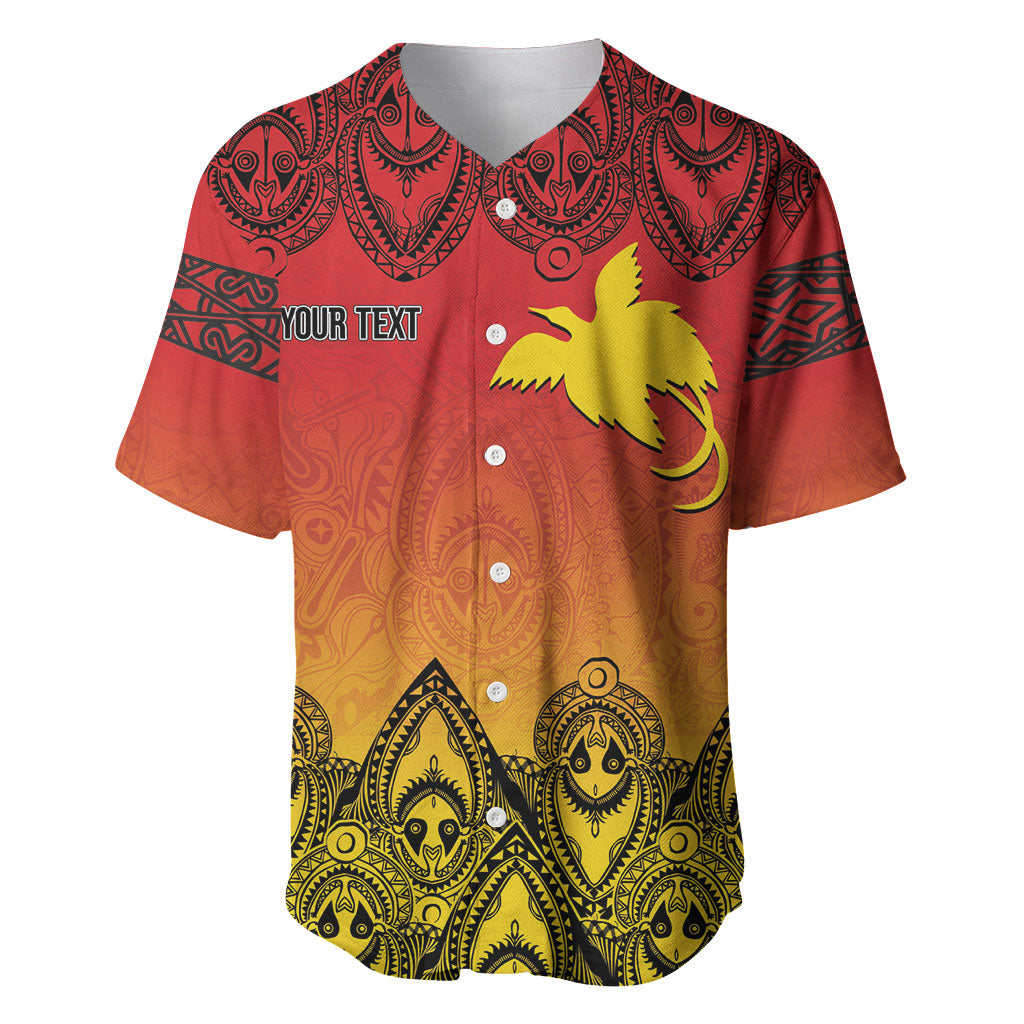 Papua New Guinea 1975 To The Future Personalised Baseball Jersey Sepik Masks LT7 Red - Polynesian Pride