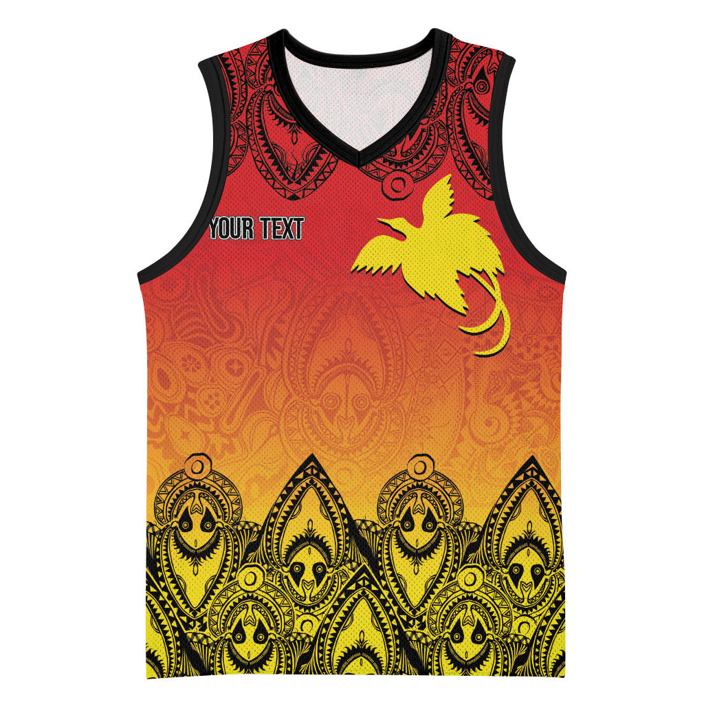 Papua New Guinea 1975 To The Future Personalised Basketball Jersey Sepik Masks LT7 Unisex Red - Polynesian Pride