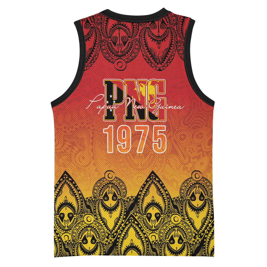 Papua New Guinea 1975 To The Future Personalised Basketball Jersey Sepik Masks LT7 - Polynesian Pride