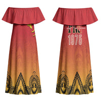 Papua New Guinea 1975 To The Future Personalised Couples Matching Off Shoulder Maxi Dress and Hawaiian Shirt Sepik Masks LT7 - Polynesian Pride