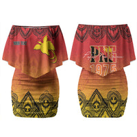 Papua New Guinea 1975 To The Future Personalised Couples Matching Off Shoulder Short Dress and Long Sleeve Button Shirt Sepik Masks LT7 - Polynesian Pride