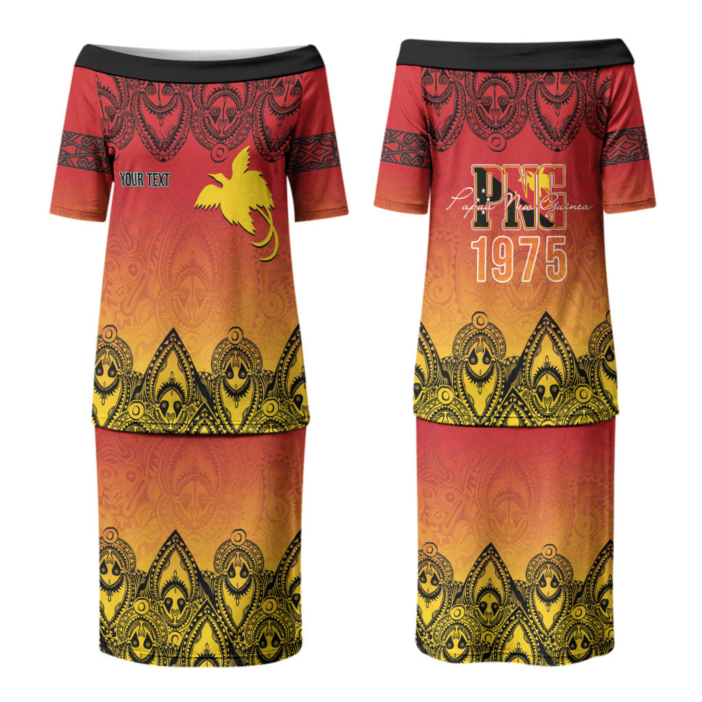 Papua New Guinea 1975 To The Future Personalised Couples Matching Puletasi and Long Sleeve Button Shirt Sepik Masks LT7 - Polynesian Pride