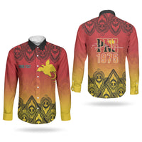 Papua New Guinea 1975 To The Future Personalised Couples Matching Short Sleeve Bodycon Dress and Long Sleeve Button Shirt Sepik Masks LT7 - Polynesian Pride
