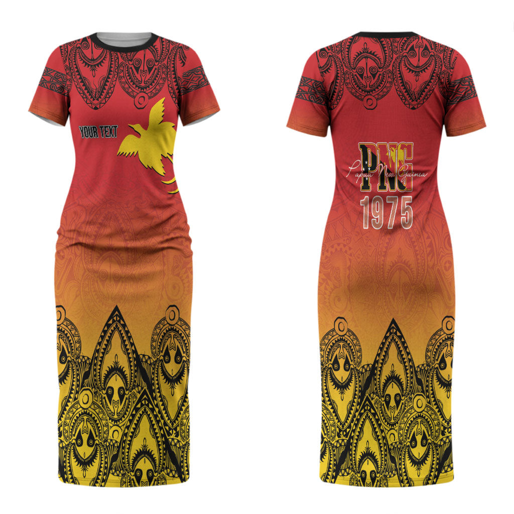Papua New Guinea 1975 To The Future Personalised Couples Matching Short Sleeve Bodycon Dress and Long Sleeve Button Shirt Sepik Masks LT7 - Polynesian Pride