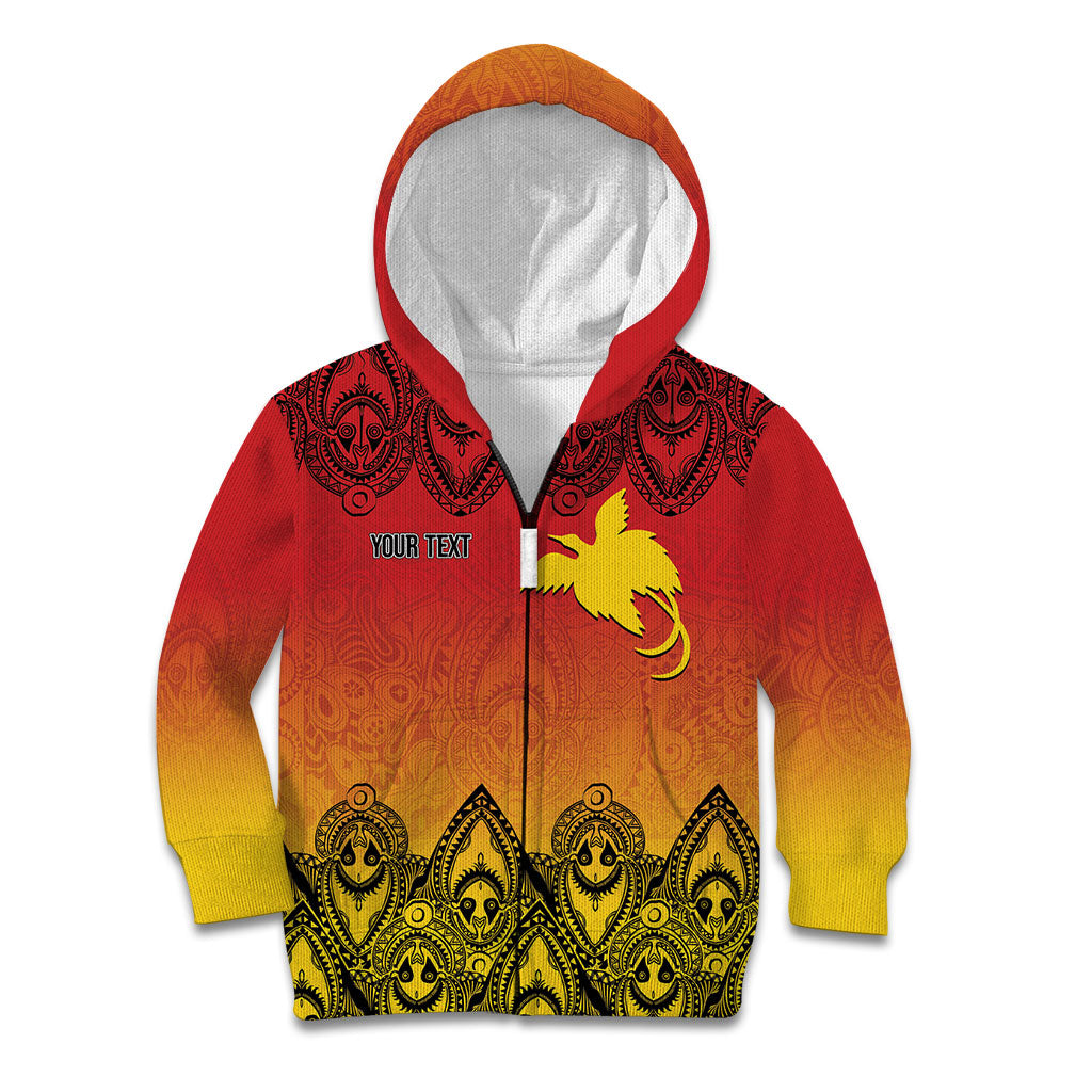 Papua New Guinea 1975 To The Future Personalised Kid Hoodie Sepik Masks LT7 Zip Hoodie Red - Polynesian Pride