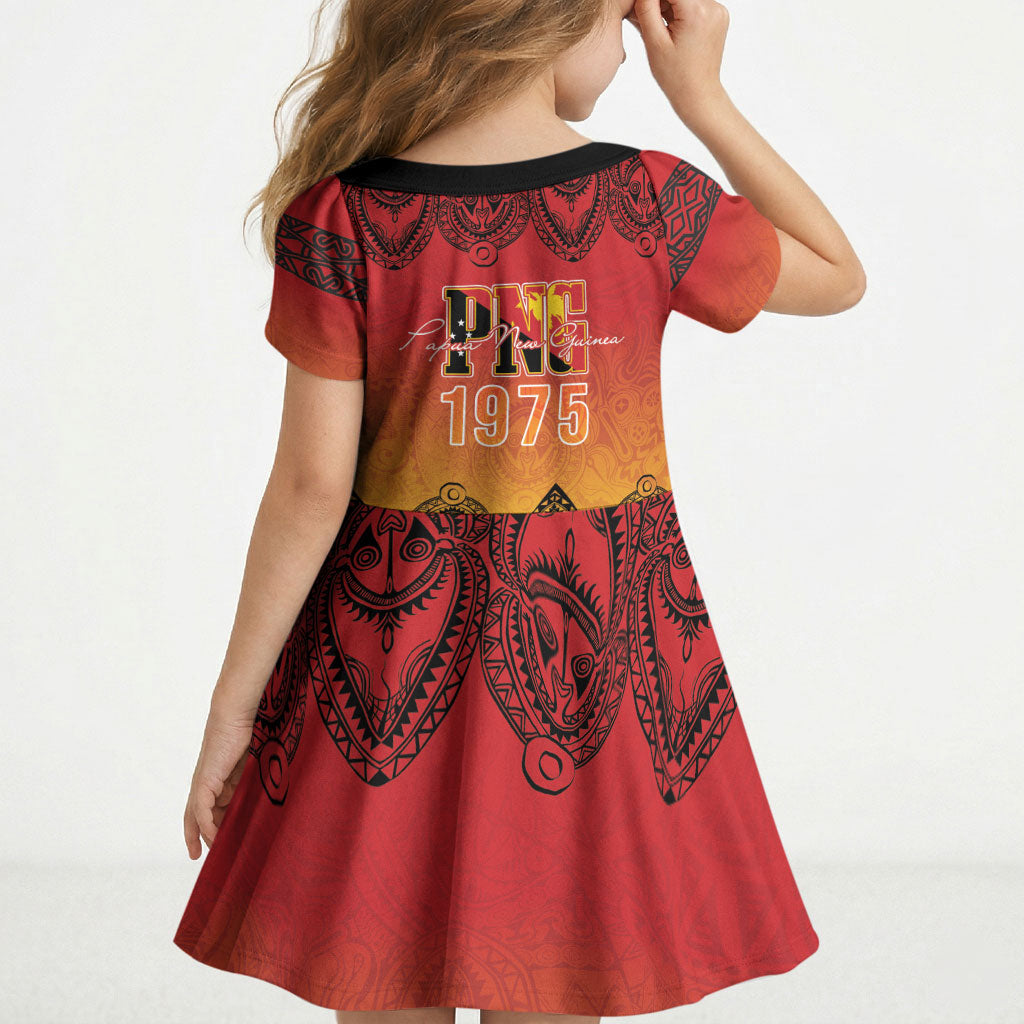 Papua New Guinea 1975 To The Future Personalised Kid Short Sleeve Dress Sepik Masks LT7 - Polynesian Pride