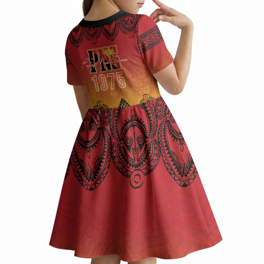 Papua New Guinea 1975 To The Future Personalised Kid Short Sleeve Dress Sepik Masks LT7 - Polynesian Pride