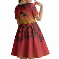 Papua New Guinea 1975 To The Future Personalised Kid Short Sleeve Dress Sepik Masks LT7 - Polynesian Pride