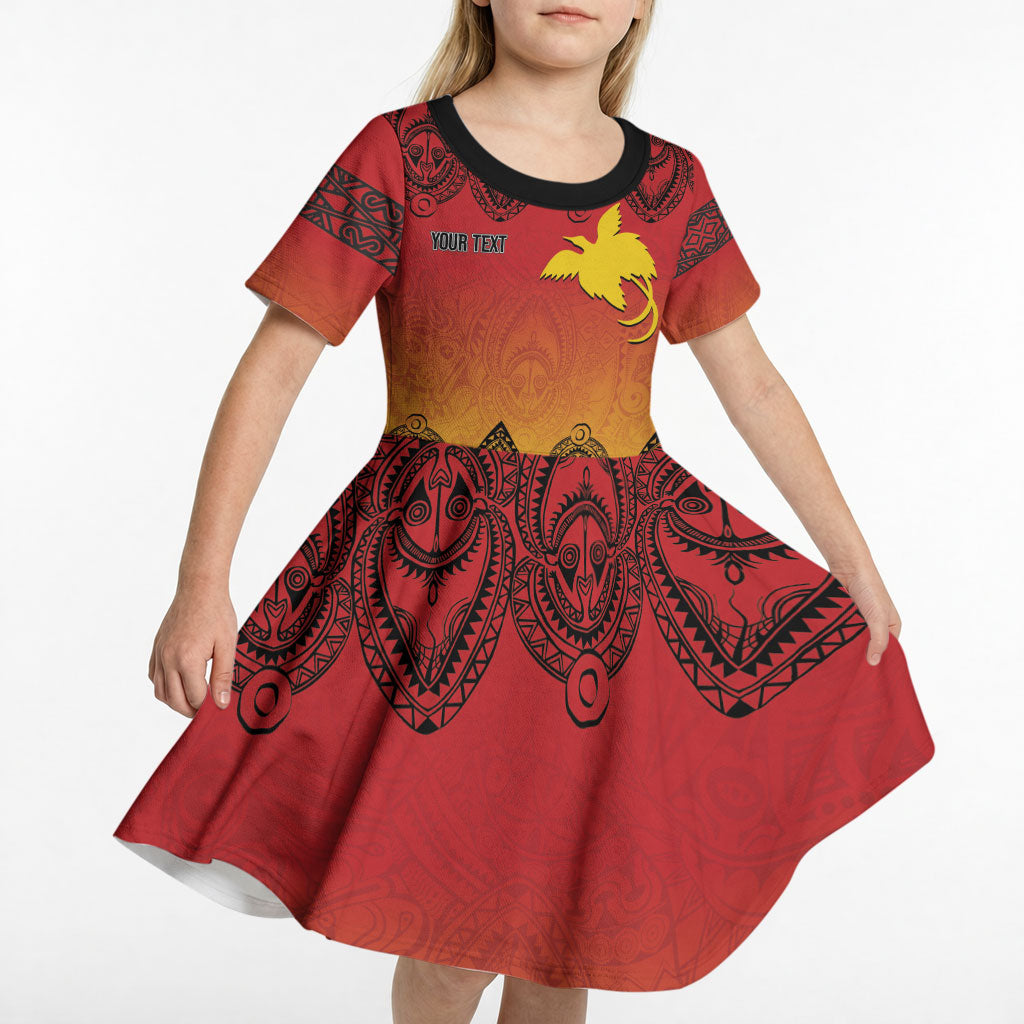 Papua New Guinea 1975 To The Future Personalised Kid Short Sleeve Dress Sepik Masks LT7 - Polynesian Pride