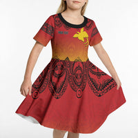 Papua New Guinea 1975 To The Future Personalised Kid Short Sleeve Dress Sepik Masks LT7 - Polynesian Pride