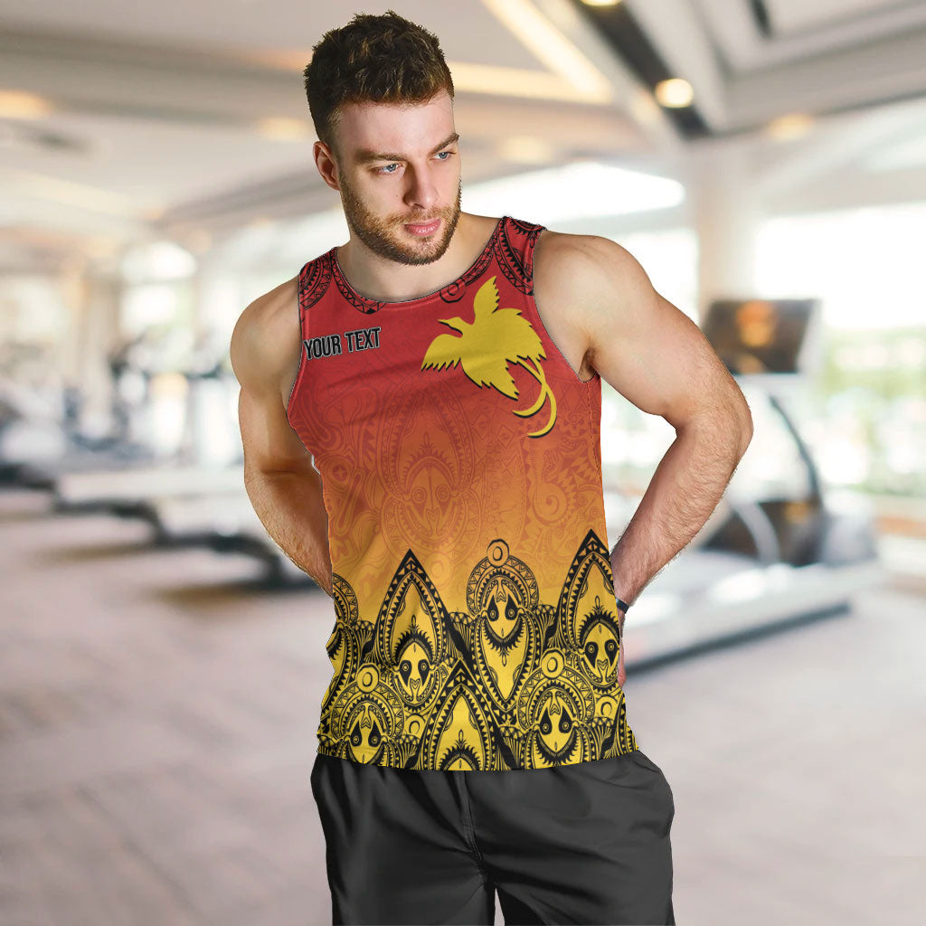 Papua New Guinea 1975 To The Future Personalised Men Tank Top Sepik Masks LT7 Red - Polynesian Pride