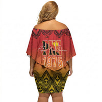 Papua New Guinea 1975 To The Future Personalised Off Shoulder Short Dress Sepik Masks LT7 - Polynesian Pride