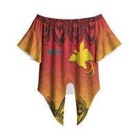 Papua New Guinea 1975 To The Future Personalised Off Shoulder Wrap Waist Top Sepik Masks LT7 - Polynesian Pride