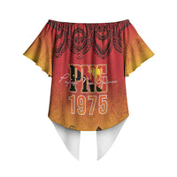 Papua New Guinea 1975 To The Future Personalised Off Shoulder Wrap Waist Top Sepik Masks LT7 - Polynesian Pride