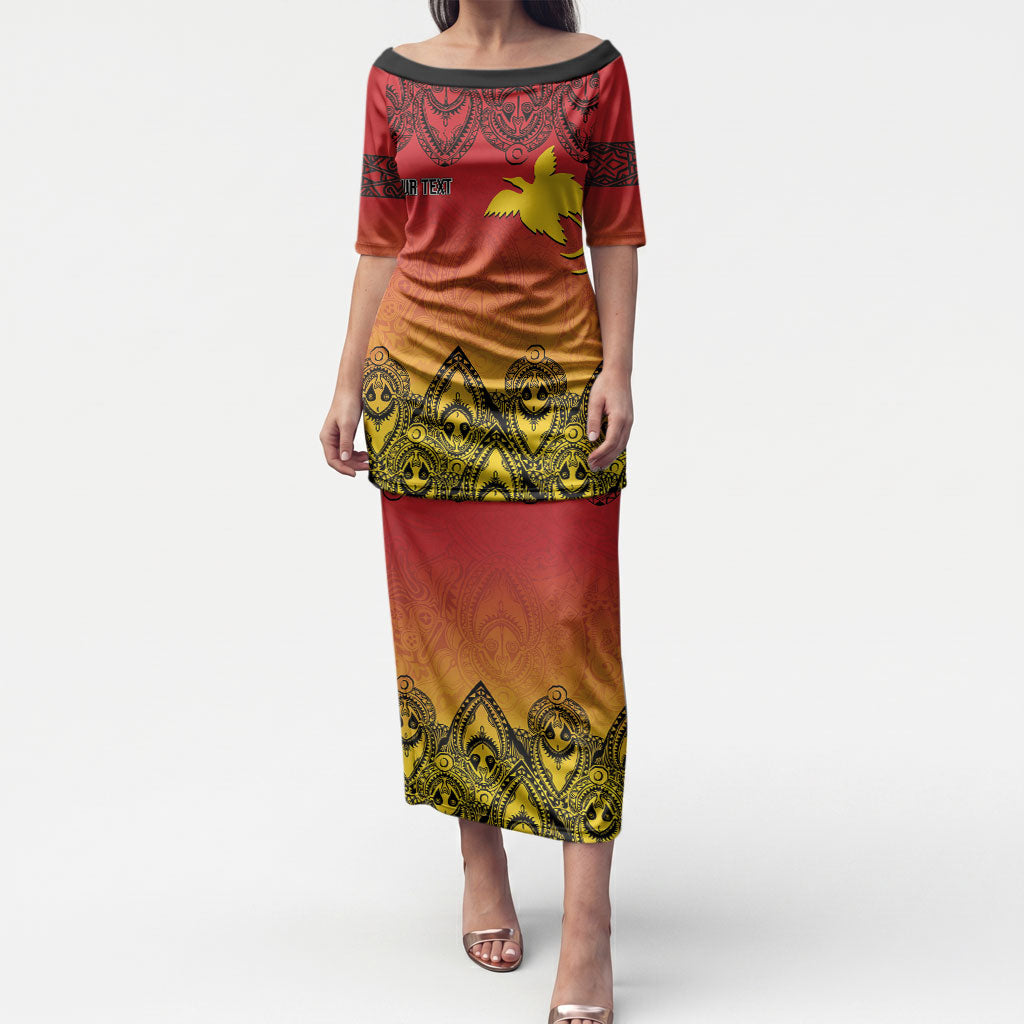 Papua New Guinea 1975 To The Future Personalised Puletasi Sepik Masks LT7 Long Dress Red - Polynesian Pride
