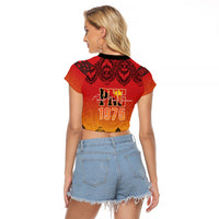 Papua New Guinea 1975 To The Future Personalised Raglan Cropped T Shirt Sepik Masks LT7 - Polynesian Pride