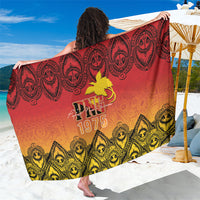 Papua New Guinea 1975 To The Future Sarong Sepik Masks LT7 One Size 44 x 66 inches Red - Polynesian Pride