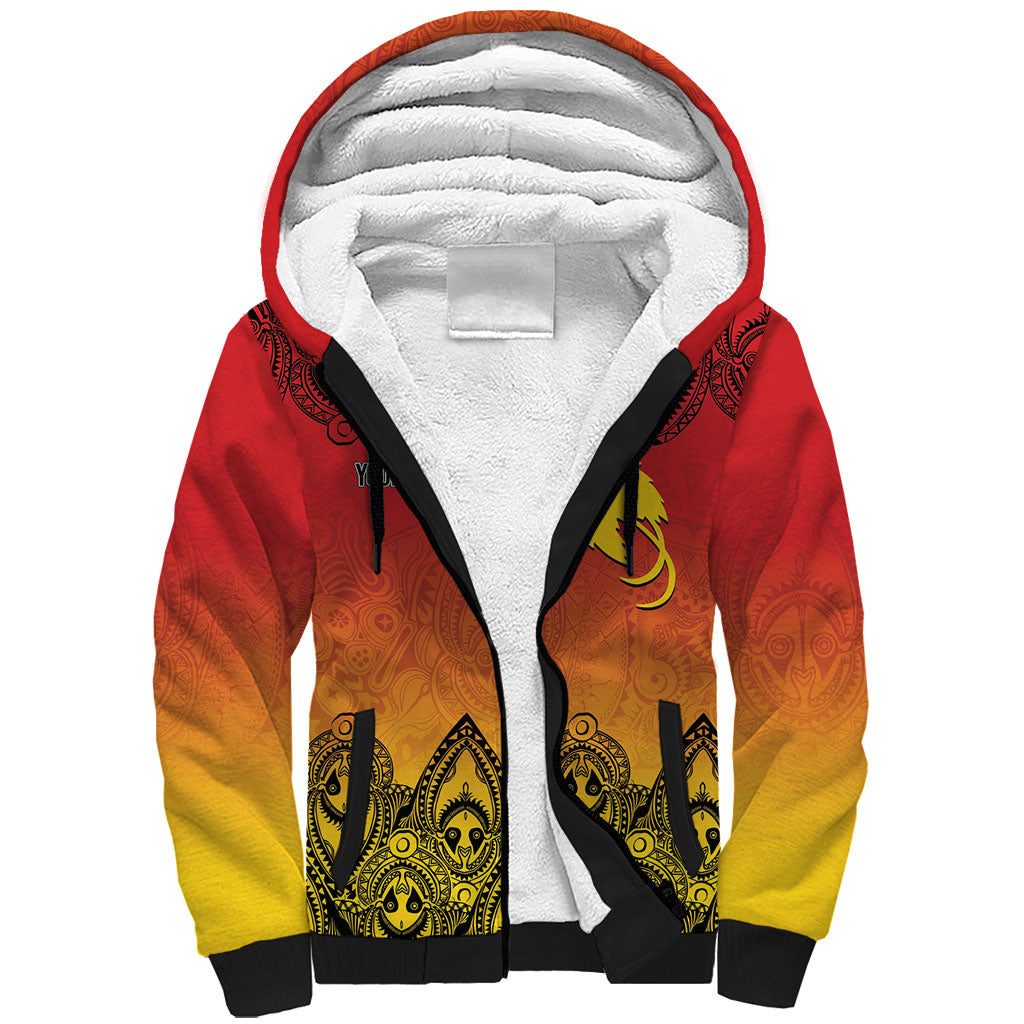 Papua New Guinea 1975 To The Future Personalised Sherpa Hoodie Sepik Masks LT7 Unisex Red - Polynesian Pride