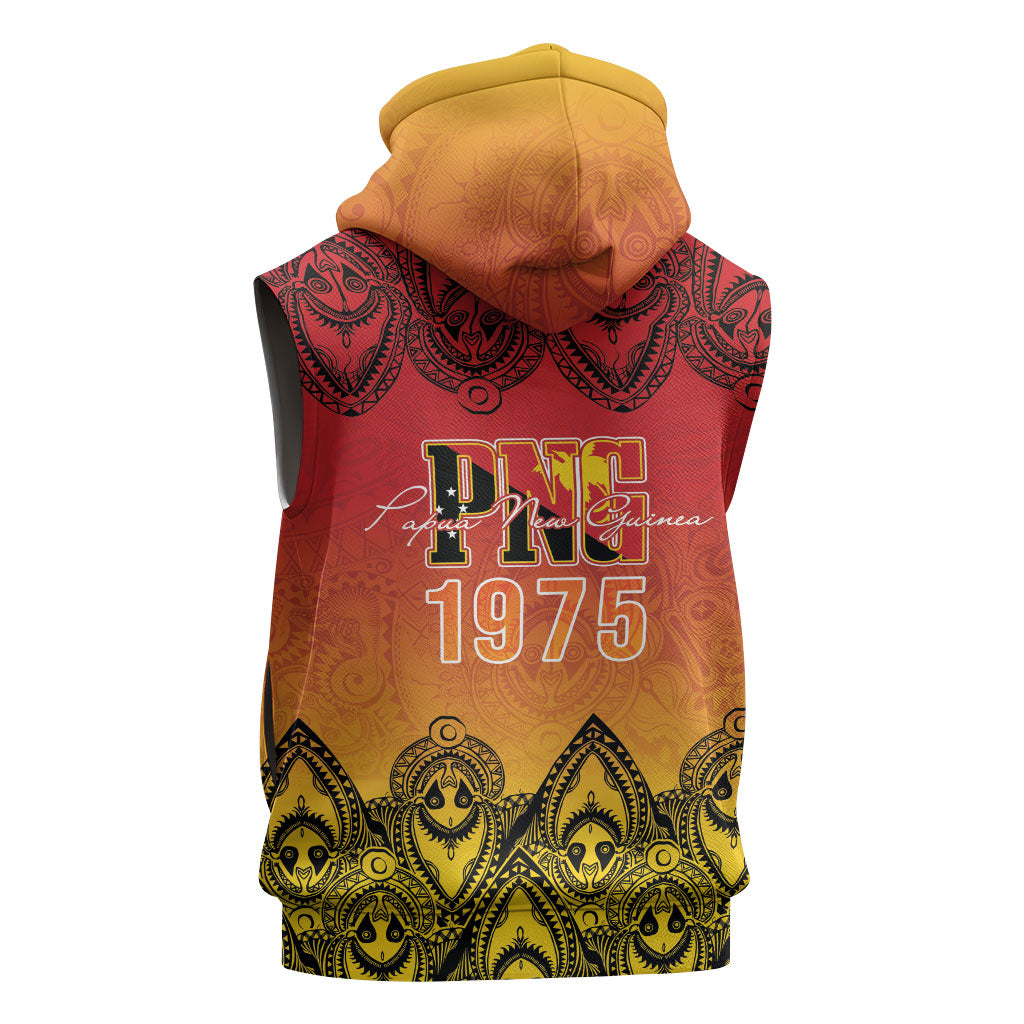 Papua New Guinea 1975 To The Future Personalised Sleeveless Hoodie Sepik Masks LT7 - Polynesian Pride