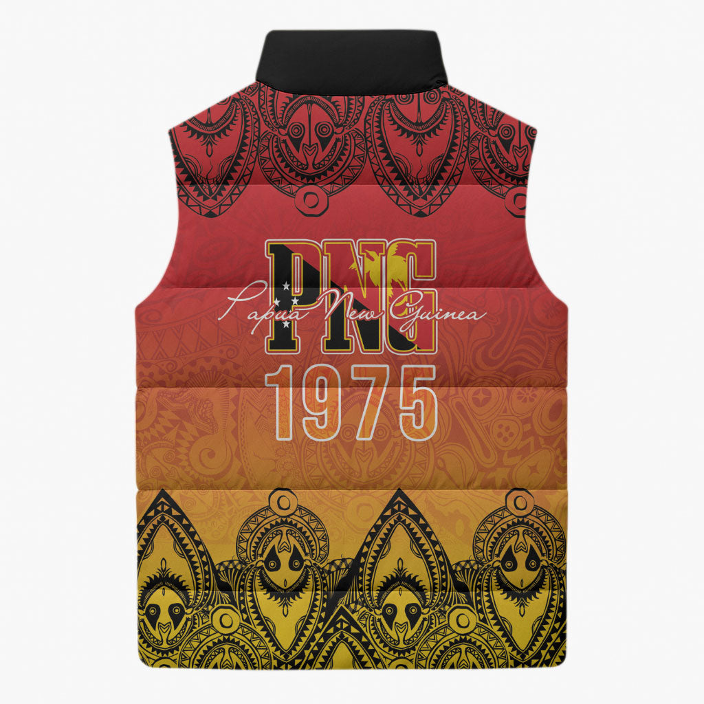 Papua New Guinea 1975 To The Future Personalised Sleeveless Puffer Jacket Sepik Masks LT7 - Polynesian Pride