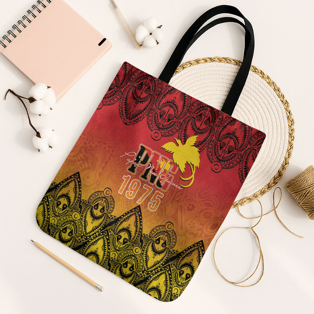 Papua New Guinea 1975 To The Future Tote Bag Sepik Masks LT7 Black Strap One Size Red - Polynesian Pride