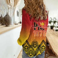 Papua New Guinea 1975 To The Future Personalised Women Casual Shirt Sepik Masks LT7 - Polynesian Pride