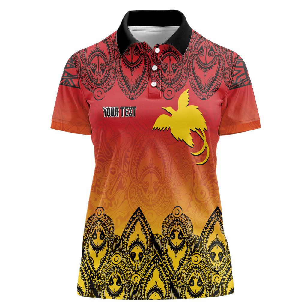 Papua New Guinea 1975 To The Future Personalised Women Polo Shirt Sepik Masks LT7 Female Red - Polynesian Pride