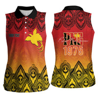 Papua New Guinea 1975 To The Future Personalised Women Sleeveless Polo Shirt Sepik Masks LT7 - Polynesian Pride