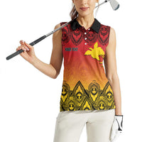 Papua New Guinea 1975 To The Future Personalised Women Sleeveless Polo Shirt Sepik Masks LT7 - Polynesian Pride
