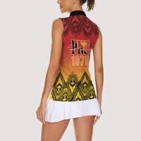Papua New Guinea 1975 To The Future Personalised Women Sleeveless Polo Shirt Sepik Masks LT7 - Polynesian Pride