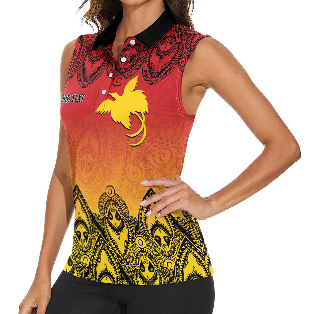 Papua New Guinea 1975 To The Future Personalised Women Sleeveless Polo Shirt Sepik Masks LT7 - Polynesian Pride
