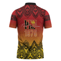Papua New Guinea 1975 To The Future Personalised Zipper Polo Shirt Sepik Masks LT7 - Polynesian Pride