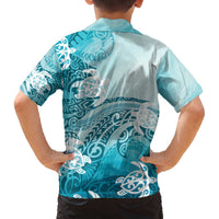 Polynesia Turtle Family Matching Off The Shoulder Long Sleeve Dress and Hawaiian Shirt Watercolor Abstract Style LT7 - Polynesian Pride