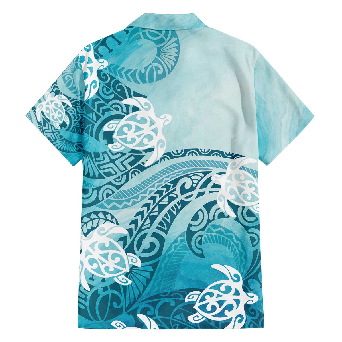 Polynesia Turtle Family Matching Off The Shoulder Long Sleeve Dress and Hawaiian Shirt Watercolor Abstract Style LT7 - Polynesian Pride