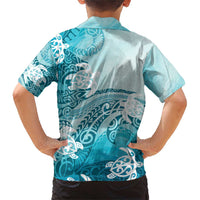 Polynesia Turtle Family Matching Short Sleeve Bodycon Dress and Hawaiian Shirt Watercolor Abstract Style LT7 - Polynesian Pride