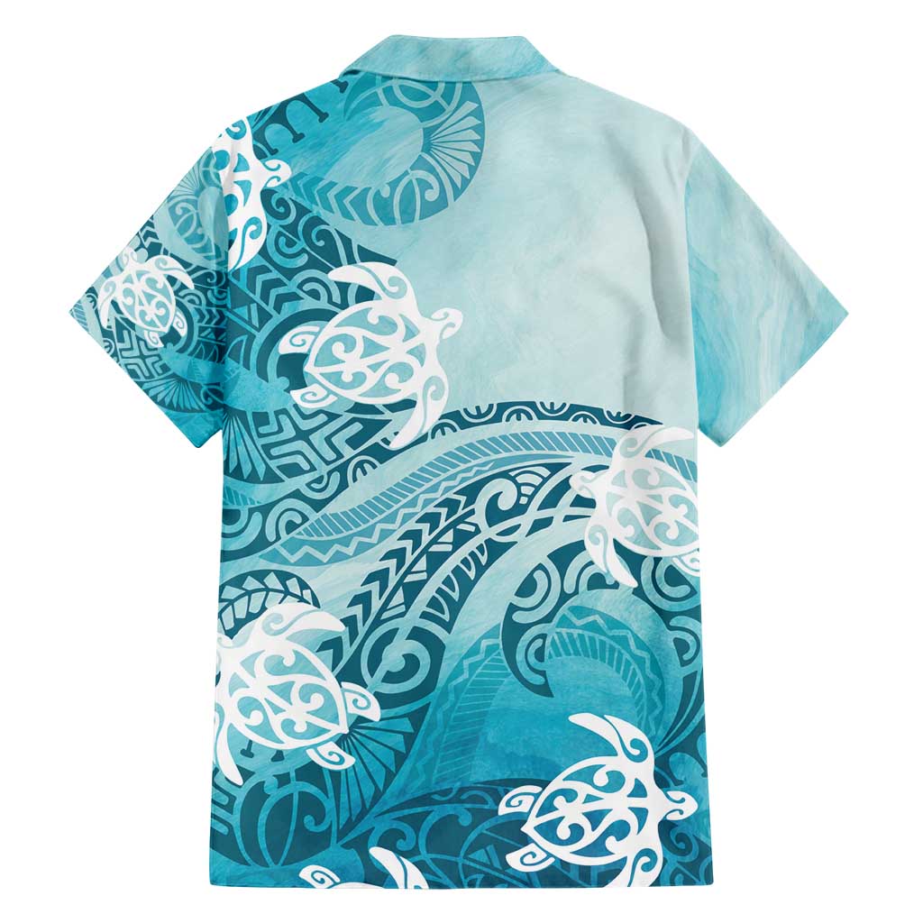 Polynesia Turtle Family Matching Short Sleeve Bodycon Dress and Hawaiian Shirt Watercolor Abstract Style LT7 - Polynesian Pride