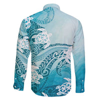 Polynesia Turtle Family Matching Short Sleeve Bodycon Dress and Hawaiian Shirt Watercolor Abstract Style LT7 - Polynesian Pride