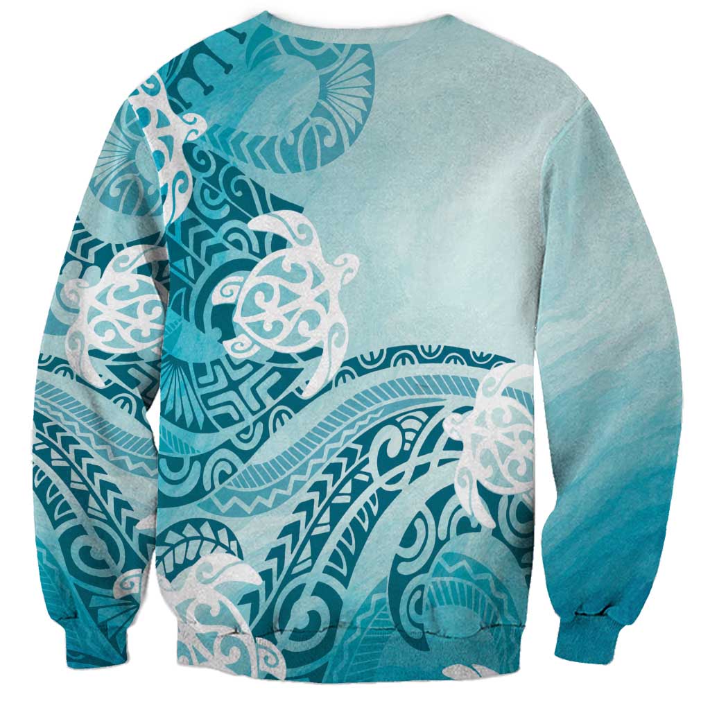 Polynesia Turtle Sweatshirt Watercolor Abstract Style