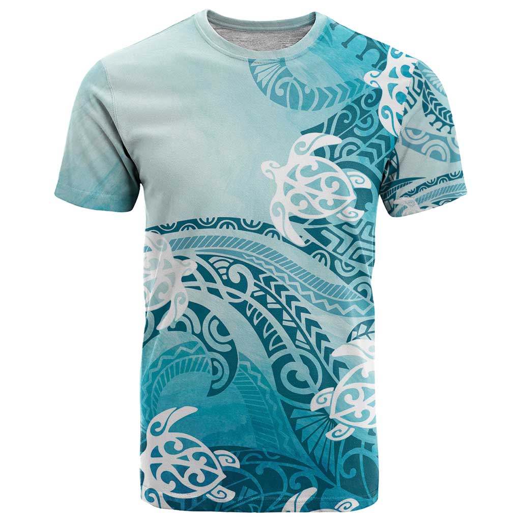 Polynesia Turtle T Shirt Watercolor Abstract Style LT7 Blue - Polynesian Pride