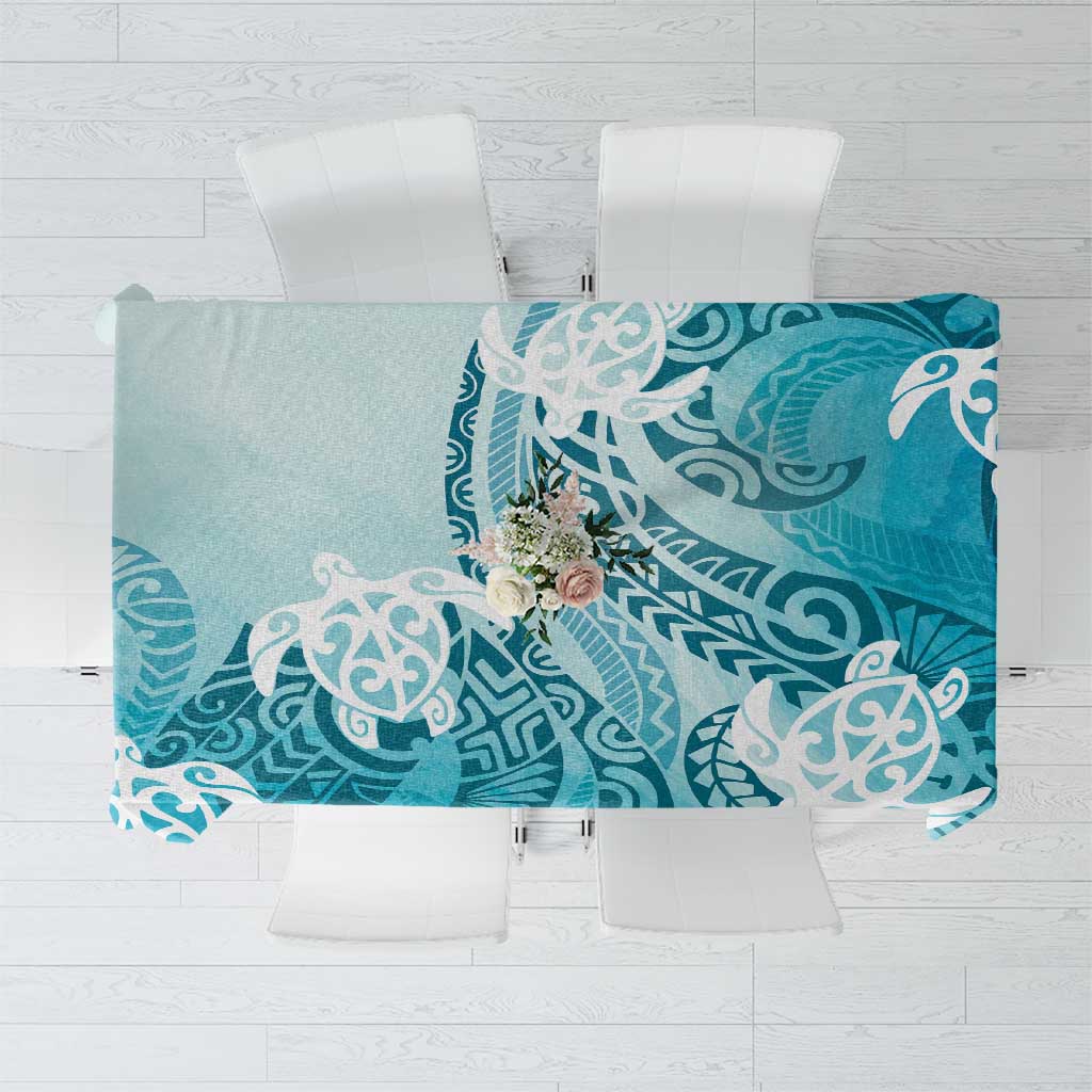 Polynesia Turtle Tablecloth Watercolor Abstract Style LT7 Blue - Polynesian Pride
